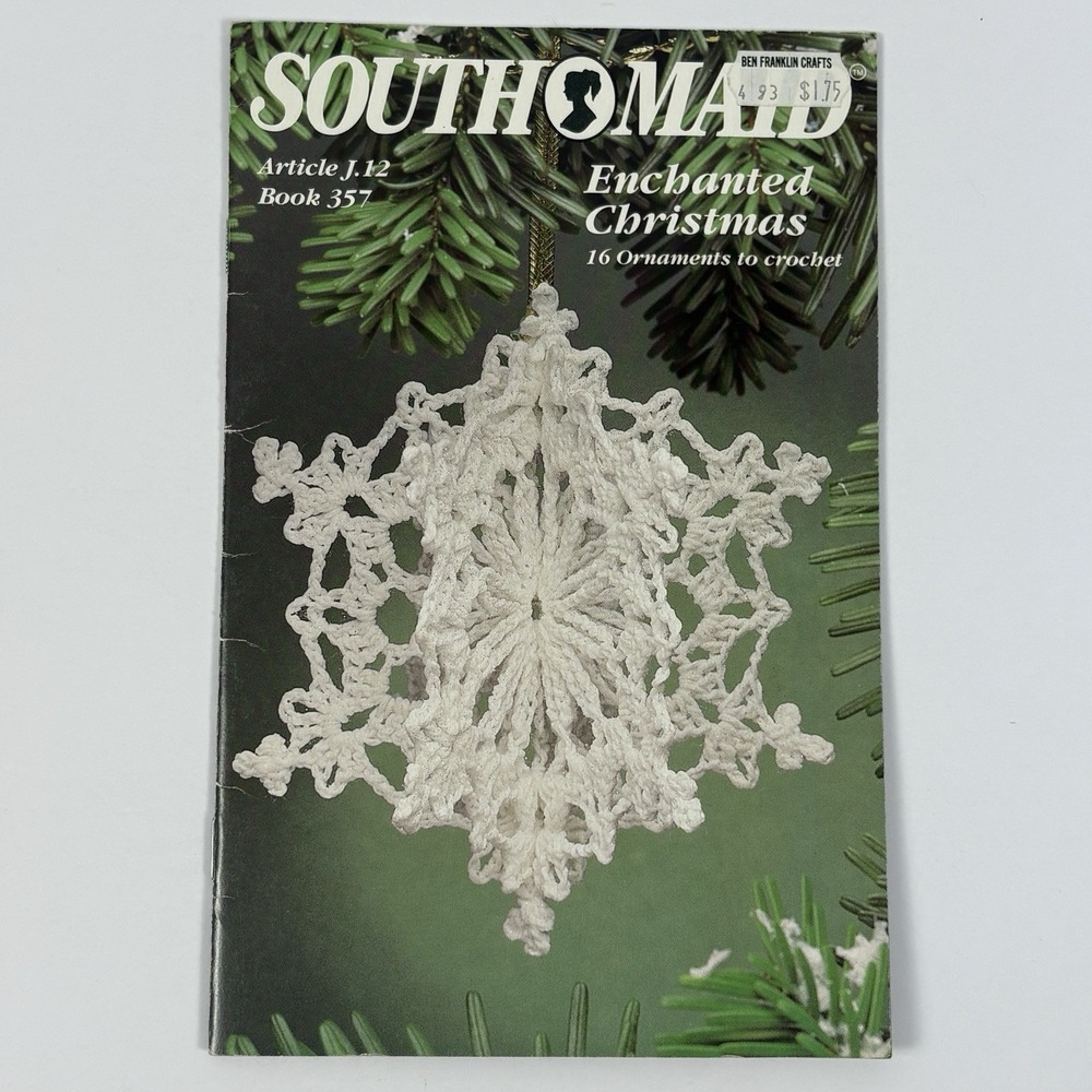 Coats & Clark South Maid Christmas 16 Ornaments Crochet Pattern Book J12 No. 357